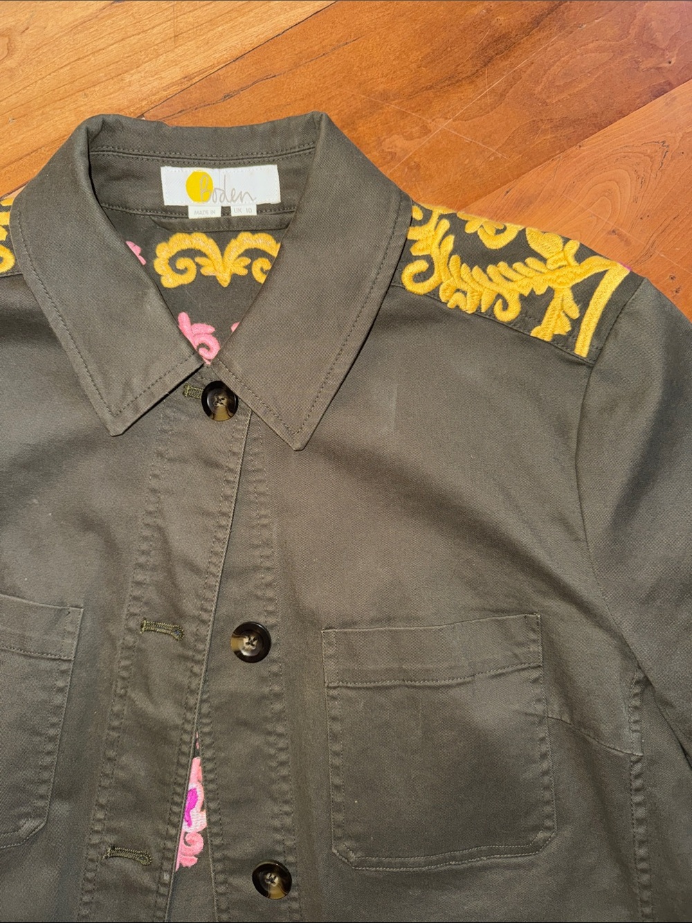 Boden Olive Green Embroidered Utility Jacket - Picture 6 of 10